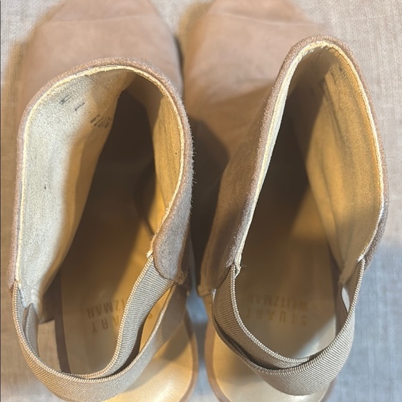 Stuart weitzman Tan Suede Peep-Toe Heeled Booties 7M - Picture 7 of 8